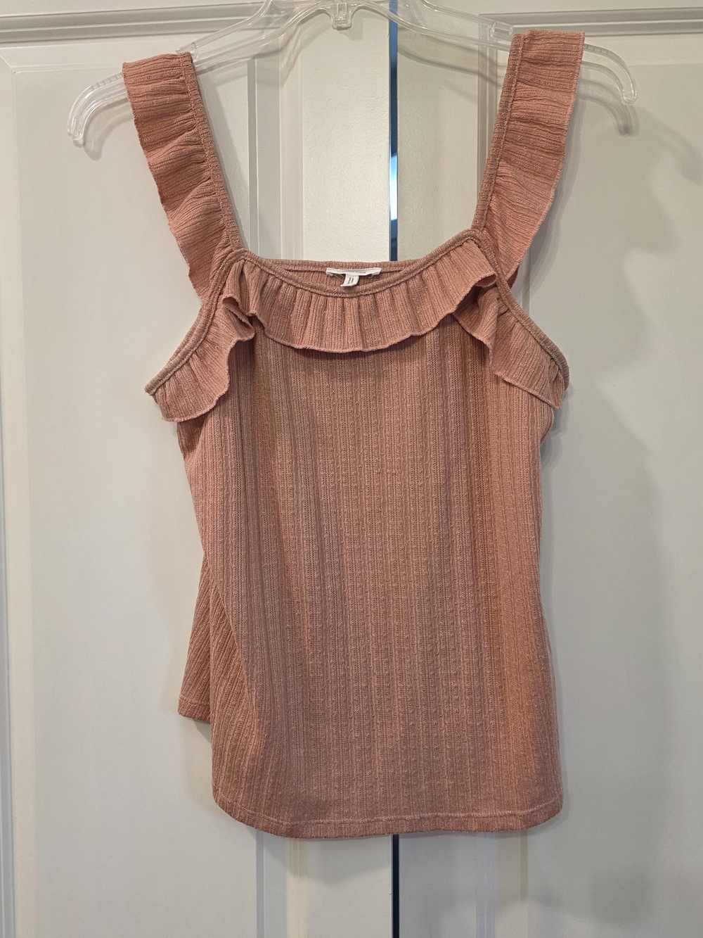 Maurices Dusty Rose Ribbed Ruffle Tank